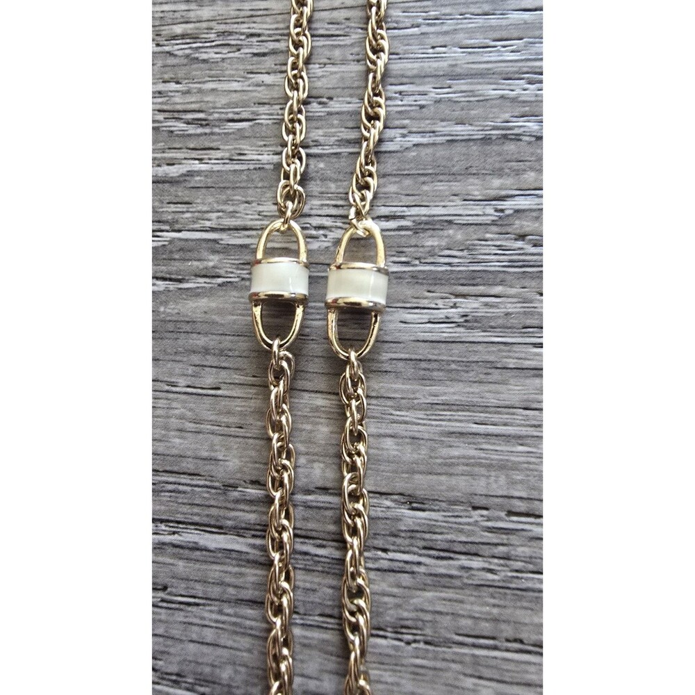 Blue & White Enamel Anchor With Gold Tone Chain Nautical Summer Beach - Picture 5 of 9